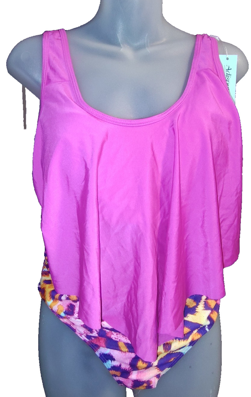 Adisputent Women’s Pink Sleeveless Tankini Swimsuit Top Size L BG23